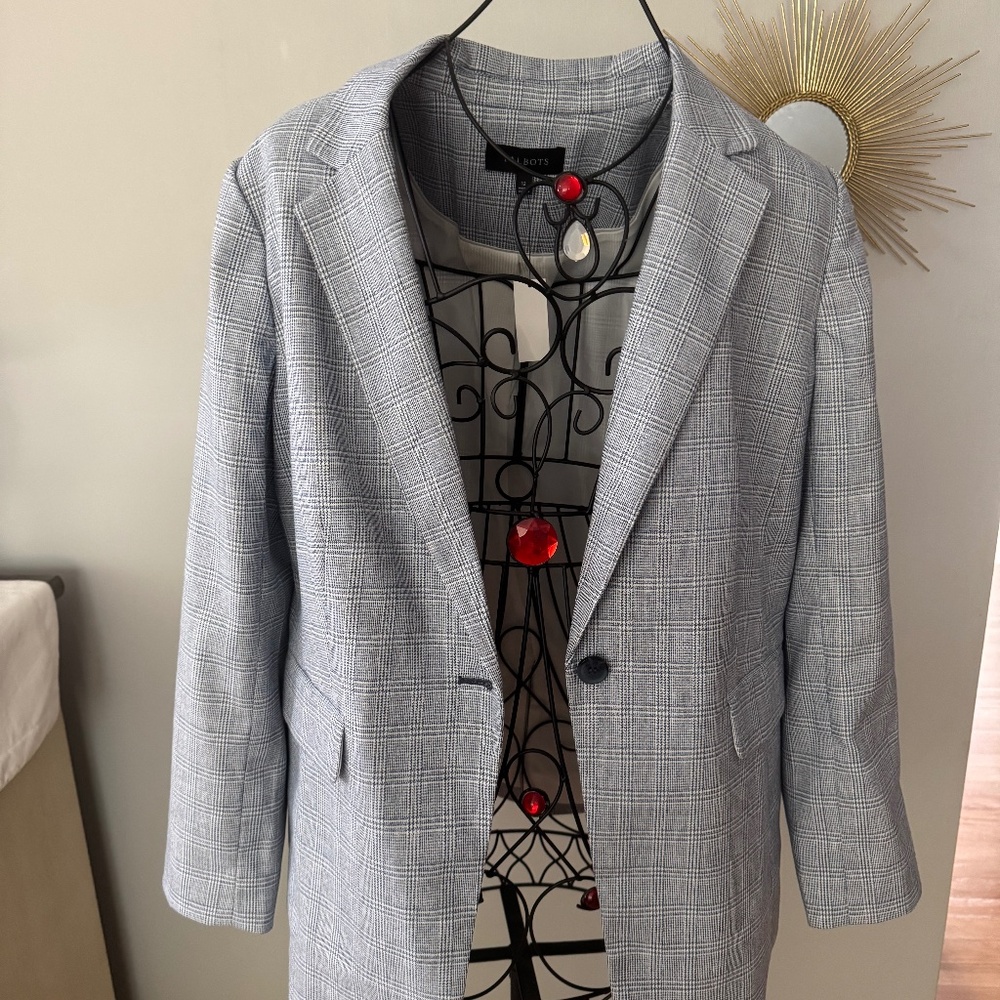 Talbots blue plaid blazer